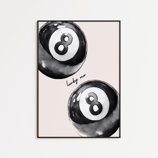 Black 8 Pool Ball Print