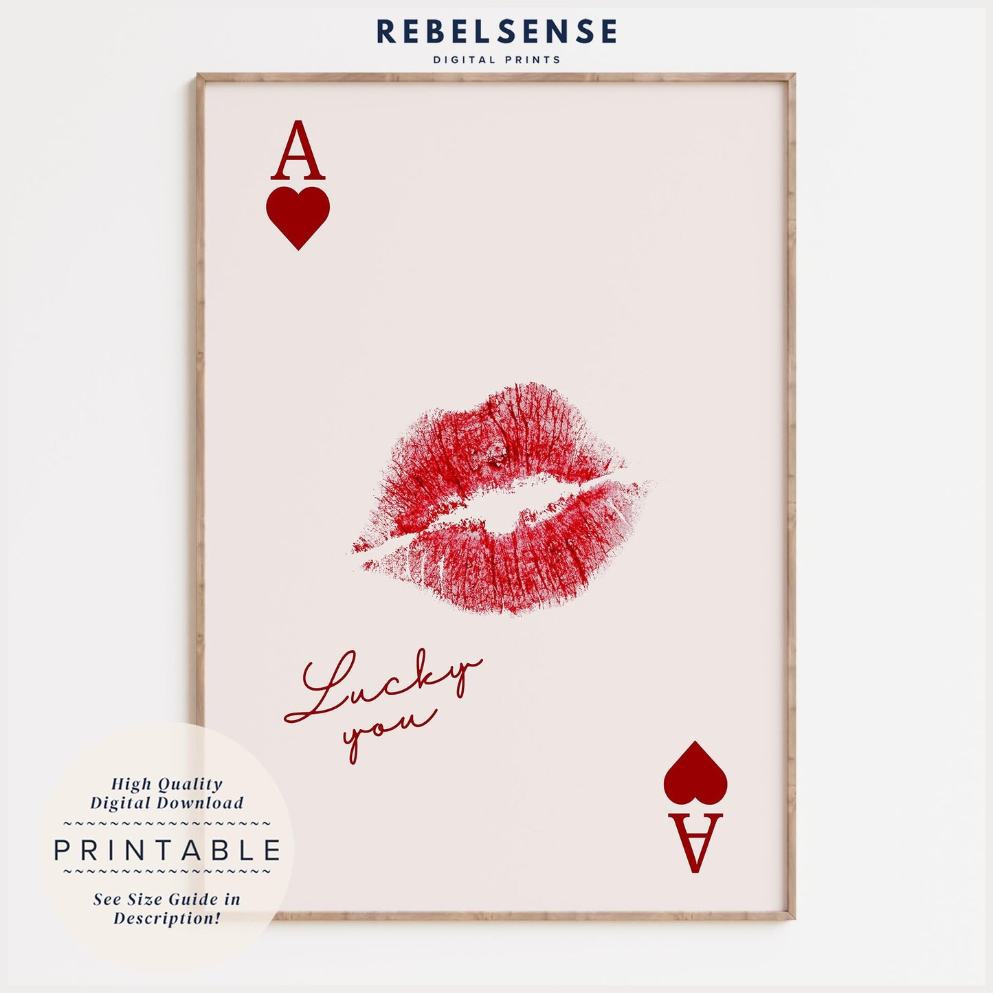 Red Ace Of Hearts Lips Print