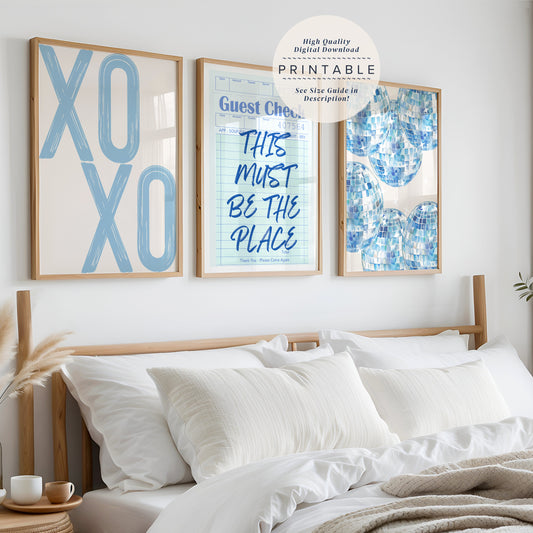 Light Blue Aesthetic Set Of 3 Prints