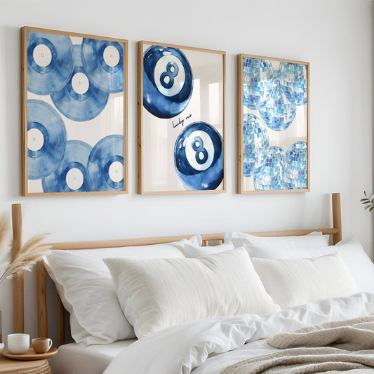 Blue Aesthetic Set Of 3 Prints