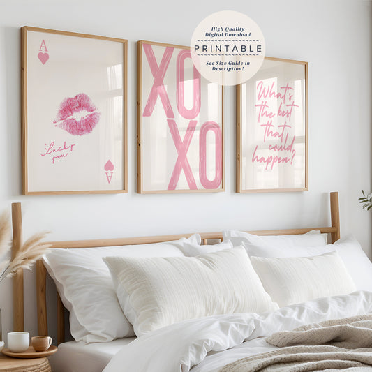 Pink Lucky You Set Of 3 Prints