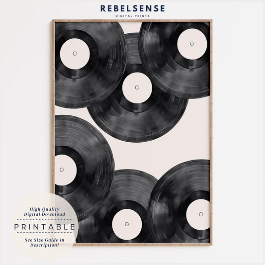 Black Vinyl Record Print