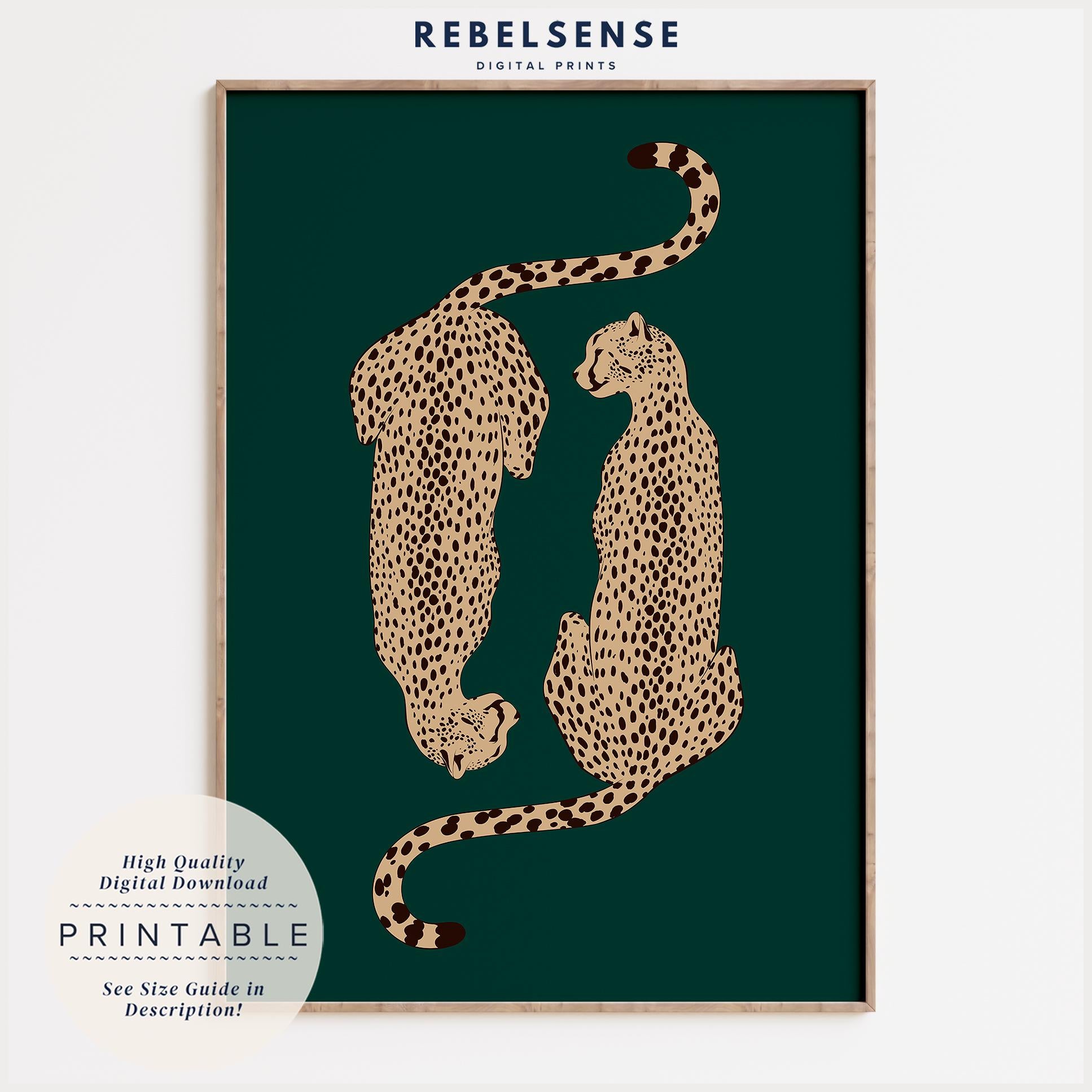アート　PRETTY GREEN Prints 「Pocket Full」 Emerald & Beige Cheetah Print – RebelSensePrints
