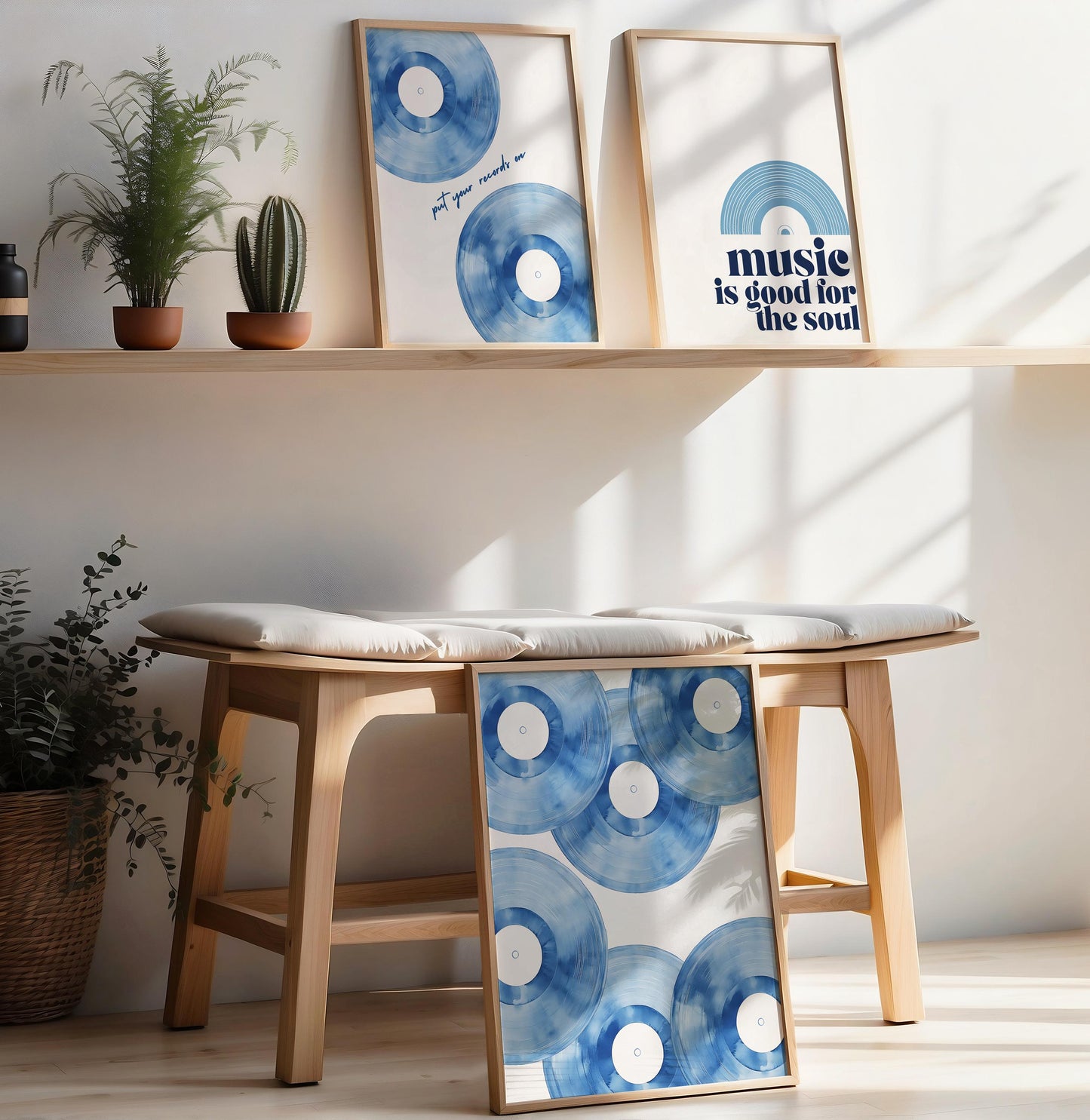 Music Vinyl Set Of 3 Prints